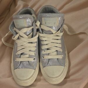 Stylish Silver High-Top Sneakers